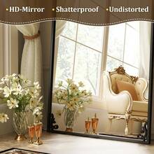 Vintage Arched Full-Length Mirror With Baroque Ornate Frame In Antique Gold – Shatterproof & Wall-Mountable - 黑色 - 查看 5