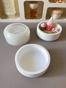 4pcs/Set Round Silicone Candle Mold - Smooth Or Striped Design, Suitable For DIY Resin, Cement And Plaster Jars, Pen Holders, Planters And Home Decor - White - View 9