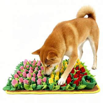 KM-P Interactive Snuffle Mat For Dogs, Slow Feeding & Mental Enrichment Toy, Flower Garden Snuffle Mat, Fun Treat-Hiding Toy For Dogs Dog Sniffing Mat For Slow Feeding