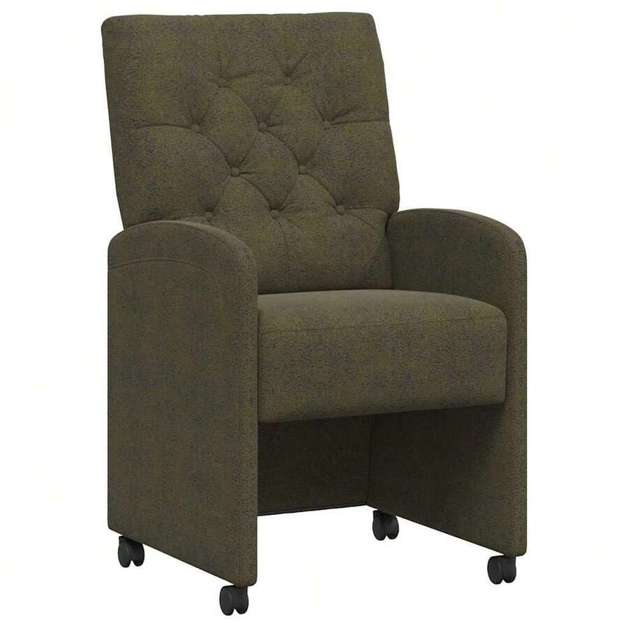 Sedie da pranzo vidaXL con ruote, 2 pezzi, verde militare, 58 x 67 x 97 cm - Verde - Visualizzare 1