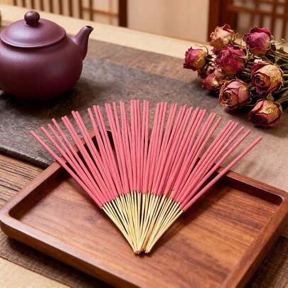 50/100/170pcs Rose Scented Incense Sticks, Bamboo Incense Rods, Rose Fragrance, Suitable For Yoga, Meditation, Fishing, Camping, Christmas, Valentine's Day, Ramadan, Perfect For Thanksgiving