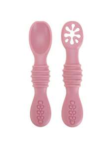 2PCS Personalized Customization Name Baby Silicone Utensils Mini Spoon Food Feeding Accessories Solid Color Baby Tableware Baby's Cutlery - Multicolor - View 11