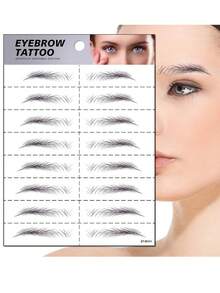 1pc 6D Realistic Eyebrow Tattoo Sticker, Waterproof Eyebrow Tattoo Decal - Black - View 7