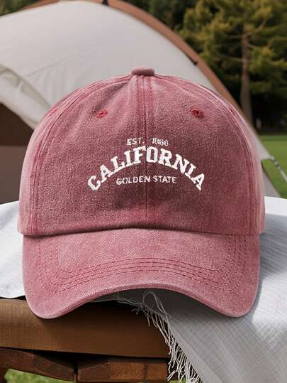 1顶加州字母刺绣棒球帽，时尚轻便，适合加州爱好者