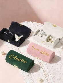 Custom Name Luxury Velvet Jewelry Organizer Box For Women – Compact Travel-Friendly Design, Multipurpose Portable Jewelry Box Storage Case,Simple Jewelry Box, Accessory Storage Box, Mini Travel Storage Box, Anti-Tarnish Ring Storage, For Necklaces, Earrings, And Rings Jewelry Boxes, Perfect Gift For Birthdays, New Year'S, Valentine'S Day Gift, Ramadan Gift - Multicolor - View 10