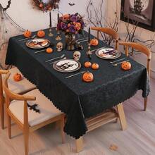 Mantel rectangular Smiry, manteles de vinilo resistentes y impermeables, cubierta de mesa lavable y limpiable para cocina y comedor (Negro, 52" X 70") - Negro, 70 x 52 pulgadas, rectangular - Ver 3