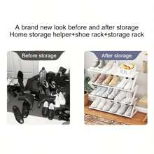 1pc 4-Tier Z-Shaped Shoe Rack, Plastic Floor Standing Storage Shelf, Multi-Function High Capacity Storage Rack, Easy Assembly Floor Organizer, Suitable For Living Room, No Tools Required, Stackable, Essential For Home And Dorm, Space Saving, Home Storage For Shoes, Boots, Miscellaneous, Applicable To Hallway, Wardrobe, Living Room, Bedroom - Multicolor - View 5