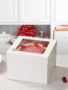 1pc Multiple Sizes Of White Bread Box With Window, Cupcake Box, Cookie Box, Miniature Pastry Box For Birthday Party Cake Packaging, Wedding Dessert Table Storage,Homemade Cake Gift Wrapping, Or Celebration Pastry Transportation - Multicolor - View 3