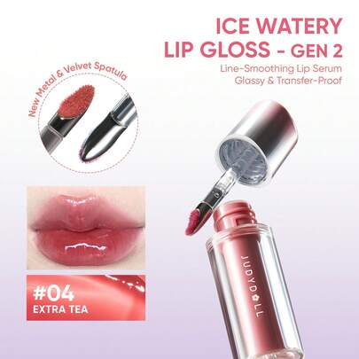 JUDYDOLL Son bóng Ice Watery Lip Gloss-Gen 2 Shiny Mirror Lip Gloss, Tinh chất dưỡng ẩm và nuôi dưỡng, lâu trôi