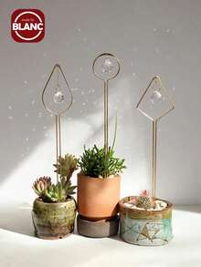 3 件装棱柱种植桩花盆装饰、花园装饰、家居装饰 - 金色 - 查看 2