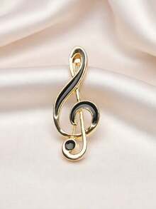 1pc Musical Note Brooch, Suitable For Suits, Shirts, Music Lovers, Simple And Fashionable Clothing Accessory