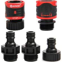 Eden 95210 - Manguera de jardín de alta calidad conexión rápida con función de parada de agua y bloqueo juego de 5 piezas - Juegode5piezas - Ver 1