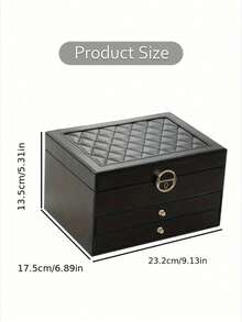 1pc Large-Capacity Three-Layer Jewelry Box,[US-Based Shipping]Pu Leather Multi-Functional Jewelry Box, Watch Box With Lock, 3-Layer Large Capacity Jewelry Storage Box, For Earrings, Rings, Watches, Bracelets And Other Accessories, Organizing And Storing, Festival Gift For Delicate Friends, Double-Deck Lockable Jewelry Storage Container For Necklaces And Accessory Organizing,Portable Jewelry Storage Box With Multiple Layers And Drawers,Dresser Jewelry Storage Box With Drawer,Luxury Diamond-Shaped Multi-Layer Lockable Jewelry Box,Lockable For Necklaces,Valentine's Day Gifts For Women Elegant Gift Solution With Security Earring And Ring Organizer, Portable Durable,Exquisite Display Packaging Storage Container Back To School,Holiday Gift, Women's Gift, Christmas Gift.Ideal Gift For Loved Ones,Jewelry Jar,Jewelry Organzier,Jewlery Storage Oraganizer,Jewelry Dish,Jewelry Display,Joyero,Jewelry Boxes,Watch Case,Earring Holder,Desk Oraganizer,Drawer Organzier,Drawer Storage,Storage Orangizer - 黑色 - 查看 9