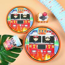 Firefighter Disposable Tableware Set, 7/9 Inch Party Plates, Disposable Paper Plates And Cups Suitable For Holidays, Weddings, Engagements, Weddings, Birthdays, Parties, Celebration Events - Multicolor - View 5