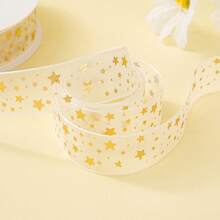 2.5厘米*9米 梦幻爱情图案浪漫金属箔欧根纱礼品包装丝带，适用于情人节、周年纪念日、生日 - 彩色 - 查看 6