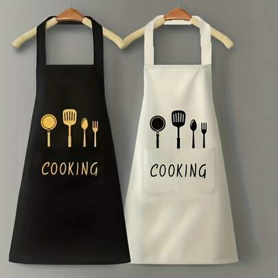 1 Piece, Polyester Apron, Simple Style Apron, Fashionable Home Kitchen Wear, Kitchen Supplies, Christmas, Halloween, Thanksgiving, Easter Gift Delantal De Cocina
