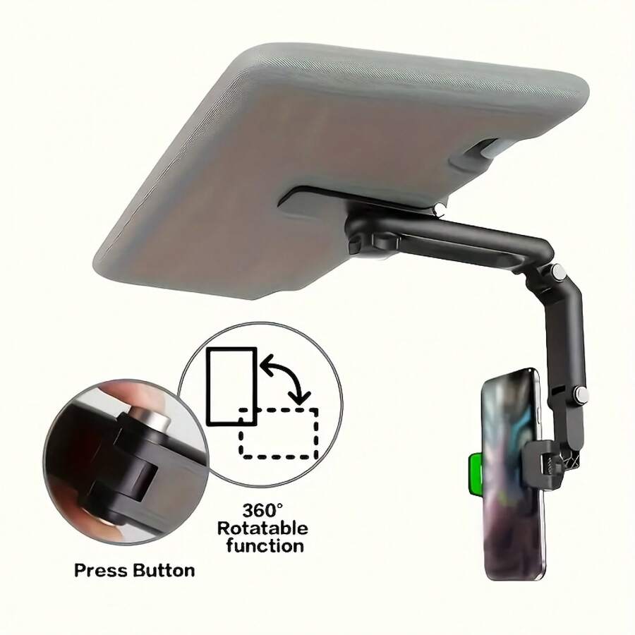 Universal Type 1080 ° Rotating Sun Visor Phone Holder, Durable ABS Material, Adjustable Bracket, Suitable For Bedrooms, Kitchens, And Vehicles - đen - Xem 1