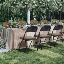 FurnitureR Paquete 4 Sillas Plegables con Marco Metal y Asiento Acolchado Tapizado Tela Gamuza Juego Sillas Plegables para Fiestas en el Hogar y la Oficina Vintage Tela Marrón - Multicolor - Ver 4