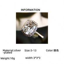 1 chiếc nhẫn cưới nữ sáng bóng và quyến rũ, mạ bạc với đá Cubic Zirconia tổng hợp lấp lánh, thích hợp làm quà tặng cầu hôn, cưới, kỷ niệm, sinh nhật hoặc trang sức dự tiệc. - Bạc - Xem 4
