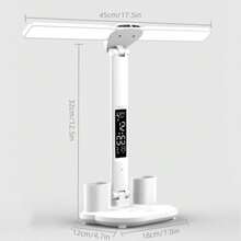 1-Pack Dual-Head USB Rechargeable LED Desk Lamp Supports Three Dimming Levels (White Light - Warm Light - Soft Light), Includes A Calendar Clock, And Is Foldable, Suitable For Reading And Nighttime Lighting. - trắng - Xem 2