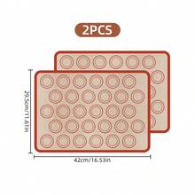 1/2片装硅胶烘焙垫，不粘，糕点托盘衬垫，烤箱适用，可重复使用，耐高温，商用及家用烘焙工具，适用于饼干、马卡龙、面包、糕点等烘焙，厨房配件，万圣节、圣诞节、节日庆典食品准备必备品 - 雙圈馬卡龍烘焙墊 - 查看 10