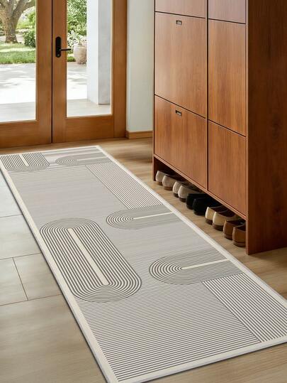 1 pieza Alfombra beige, estilo minimalista moderno, alfombra pasillo con base de gelatina de cachemir sintético de 1000 g/m², con respaldo antideslizante, alfombra de área, tapete para sala de estar, alfombra para dormitorio, lavable a máquina de pelo corto, para cocina, pasillo, comedor, oficina, para todo el año