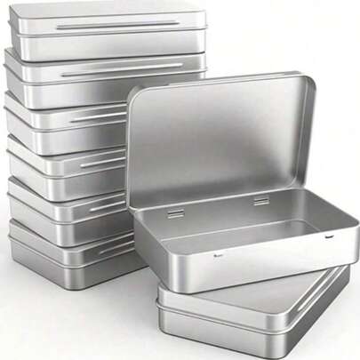 1/3/10 Piezas Caja de almacenamiento de metal portátil con tapa abatible, organizador de escritorio, mini contenedor de viaje, caja de almacenamiento pequeña de uso múltiple con tapa con bisagras resistente, adecuada para almacenar y organizar clavos, anillos, collares, pulseras, monedas, cuentas, pendientes y manualidades de joyería, gran regalo para amigos, compañeros de clase, madres, hermanas