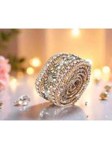 EstiloTendencia2.5Cm Rhinestones Cinta, DIY Malla Wrap Rollo Cadena Ajuste Bandas Apliques Para Banquetes Bodas Arreglos Florales, DecoracióN Fiestas Eventos Celebraciones Matrimonios CumpleañOCalidad PremiumVersióN Mejorada - #01 - Ver 5