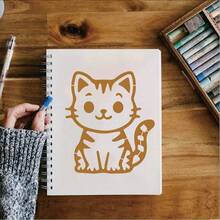 9pcs Cute Cat Pattern Stencils, Reusable, Suitable For Scrapbooking, Card Making, School Projects, Paper Craft, Journaling And DIY Art. - White - View 7