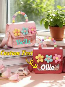 1pc Personalized Mini Purse Gifts,Custom Name Purse Flower Wallet Mini Cute Crossbody Bag Handbags Christmas Birthday Gifts For Girl. - Multicolor - View 1