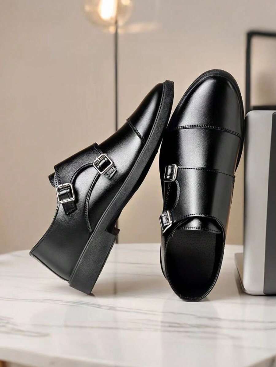 2026 Spring New Men's All-Season Leather Shoes: Fashionable, Practical, Multifunctional. Soft Leather Business Formal Men's Shoes In Large Sizes. Suitable For Any Occasion - Black - View 1