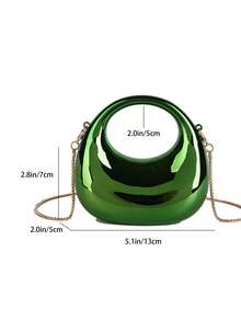 New Acrylic Mini Handbag, Fashion Clutch Purse, Personalized Crescent Moon Shaped Evening Bag With Detachable Strap - Green - View 2