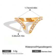 S SHOPBOHO 1枚大号水滴形水晶钻石戒指，立方氧化锆钻石结婚戒指，金色不锈钢首饰，情人节礼物 - 鑽戒 - 查看 16