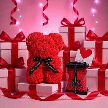 人造花卉礼品泰迪熊可爱小熊花束家居装饰客厅餐桌摆件婚礼花束送礼佳品情人节礼物、派对回礼、母亲节礼物、新年礼物