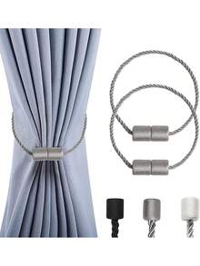 EstiloHOEXIUO AlzapañOs Para Cortinas, Sujetador De Cortinas Con CordóN Giratorio Grueso E ImáN, Adecuado Para Cortinas (Gris)VersióN Mejorada - gris - Ver 8