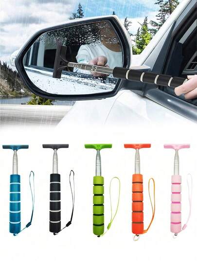 1pc Retractable Car Rearview Mirror Rain Wiper, Extendable Auto Side Rear View Mirror Windshield Wiper, Portable Cleaning Tool