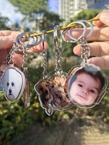 Custom Photo Keychain, Cat Picture Keychain With Picture, Custom Acrylic Charm,Logo Printing Keychain,Keychain,Family Photo Keychain - Multicolor - View 7