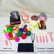 Kids Kitchen Playset, Suitable For Boys And Girls, Includes Cooking, Stir-Frying, Cutting Vegetables And Other Kitchen Utensils, As Well As Musical Simulated Tableware