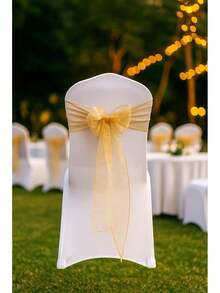 EstiloFajas elegantes de organza para sillas de boda, fiestas y eventos especiales, paquete de 10 piezas, dorado)Versión mejorada - Azul marino - Ver 2