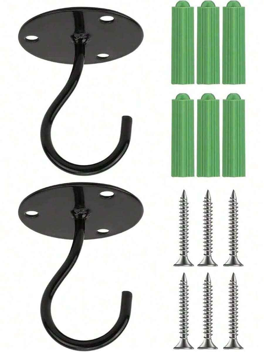 EstiloTendenciaGanchos Techo, Ganchos Montaje En Pared De Metal Resistente Para Colgar Comederos De PáJaros, Gancho De DecoracióN Al Aire Libre, 2 Piezas (Negro)Calidad PremiumVersióN Mejorada - blanco - Ver 1