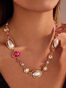 1件女士时尚波西米亚串珠项链，百搭时尚单品，适合派对、送礼、日常佩戴、节日、情人节礼物，附赠天鹅绒袋 - 彩色 - 查看 8