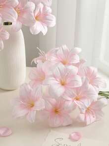 3 Stems Artificial Pink 3-Head Lily Flowers, Suitable For Wedding Decor, Home Decor, Outdoor Floral Arrangement, Living Room, Dining Table, Photography Props, Garden Decor - Pink - View 8