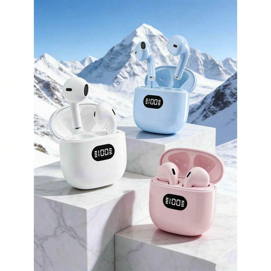 新款TWS蓝牙无线耳机5.3无线蓝牙耳机降噪耳塞带麦克风无线耳机适用于所有智能手机 - 彩色 - 查看 1