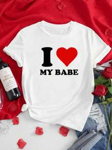 تي شيرت قصير الأكمام مخصص للمرأة بحجم كبير - قم بتخصيصه بتصاميم موضوع "أنا أحب"، أضف نصك الخاص، واختر الألوان والخطوط، وصمم تي شيرت مطبوع شخصي قصير الأكمام. مثالي للأعياد والعطلات، عيد الحب، هدايا مخصصة، الكرنفالات، عيد الفصح، وشهر رمضان. - أبيض - مشاهدة 2