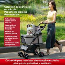 Cochecito Plegable Ligero para Mascotas, Perros y Gatos con Cesta Extraíble - Convertible en Silla de Empuje, Cochecito Portátil para Cachorros/Gatitos, Diseño de Plegado Fácil, Estructura Duradera para Exteriores, Compras, Visitas al Veterinario - Regalo Ideal - Negro - Ver 8