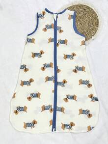 0.5 Tog Lightweight Cotton Muslin Baby Sleeping Bag, Sleeveless, Cute Dinosaur Print, Breathable, Unisex Newborn 0-18 Months