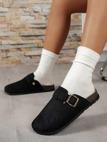 Women's Slip-On Slippers, Indoor/Outdoor, Casual Closed Toe, Slip-On Design, Winter