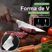 TendenciaCuchillos Cocina Acero De Cuchillo Deshuesador Cuchillo ChefCalidad premium - Marrón - Ver 7