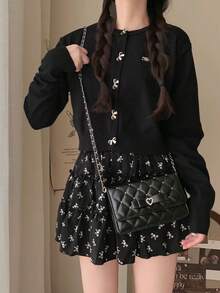 1 pieza Bolso de hombro cruzado de PU suave con cristal, lazo y cadena de rombo, elegante y casual, adecuado para uso diario, ir al trabajo, fiestas, vacaciones, regalo versátil para mujeres - Multicolor - Ver 3