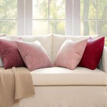 [Free Shipping]MIULEE Boho Farmhouse Christmas Throw Pillow Covers 18x18 Inch Set Of 4 Romantic Decorative Cushion Covers Spring Corduroy Home Decor For Feminine Valentines Couch Bed Sofa Living Room Aesthetic Pink - 灰粉色 18吋 x 18吋 4件裝 - 查看 4